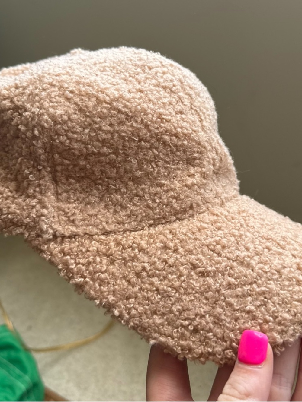 Cozy Beige Bouclé Baseball Cap